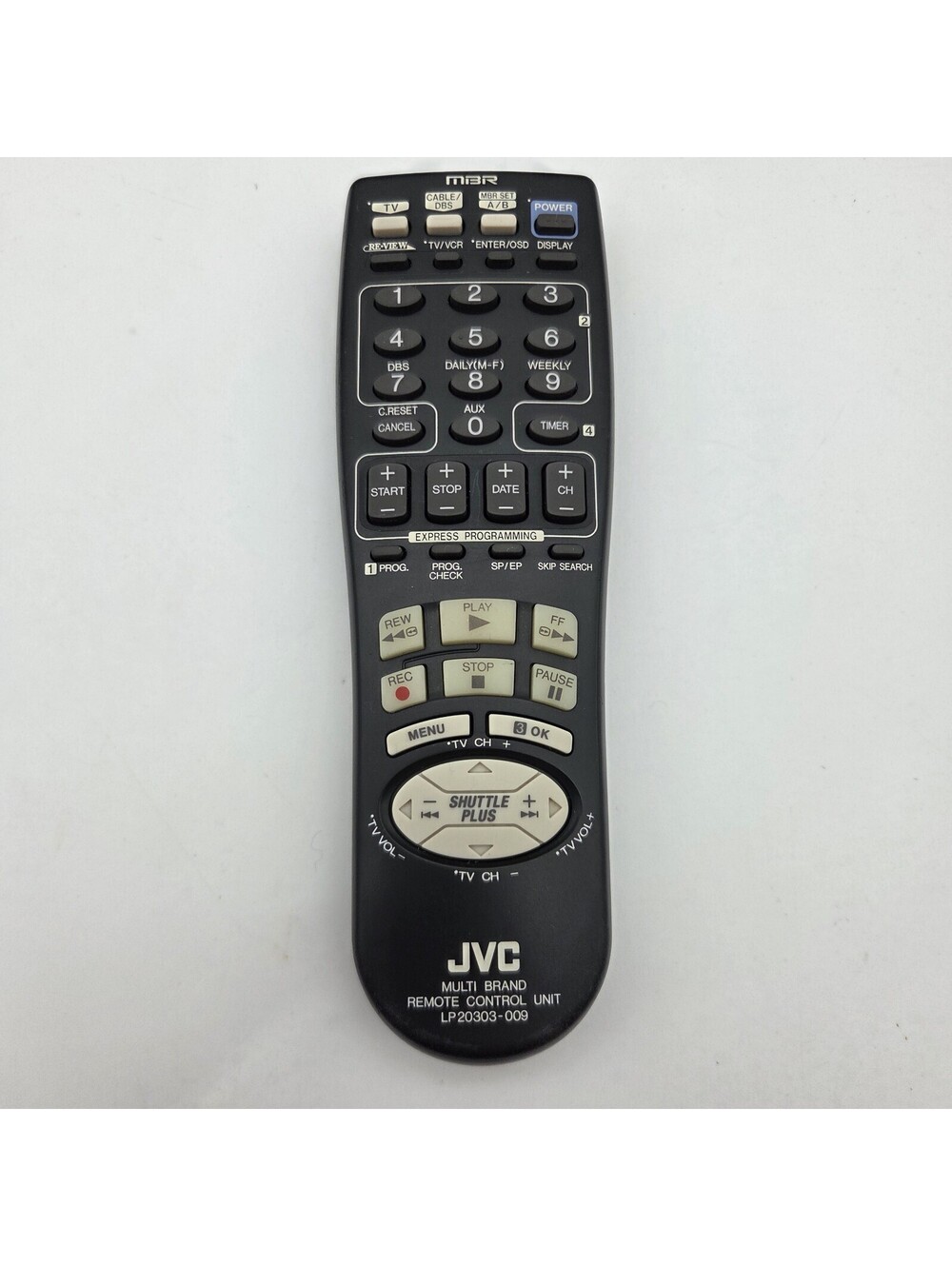 Genuine JVC LP20303-009 VCR Remote Control HR-S3600U HR-VP675U SR-TS1U HR-VP674U